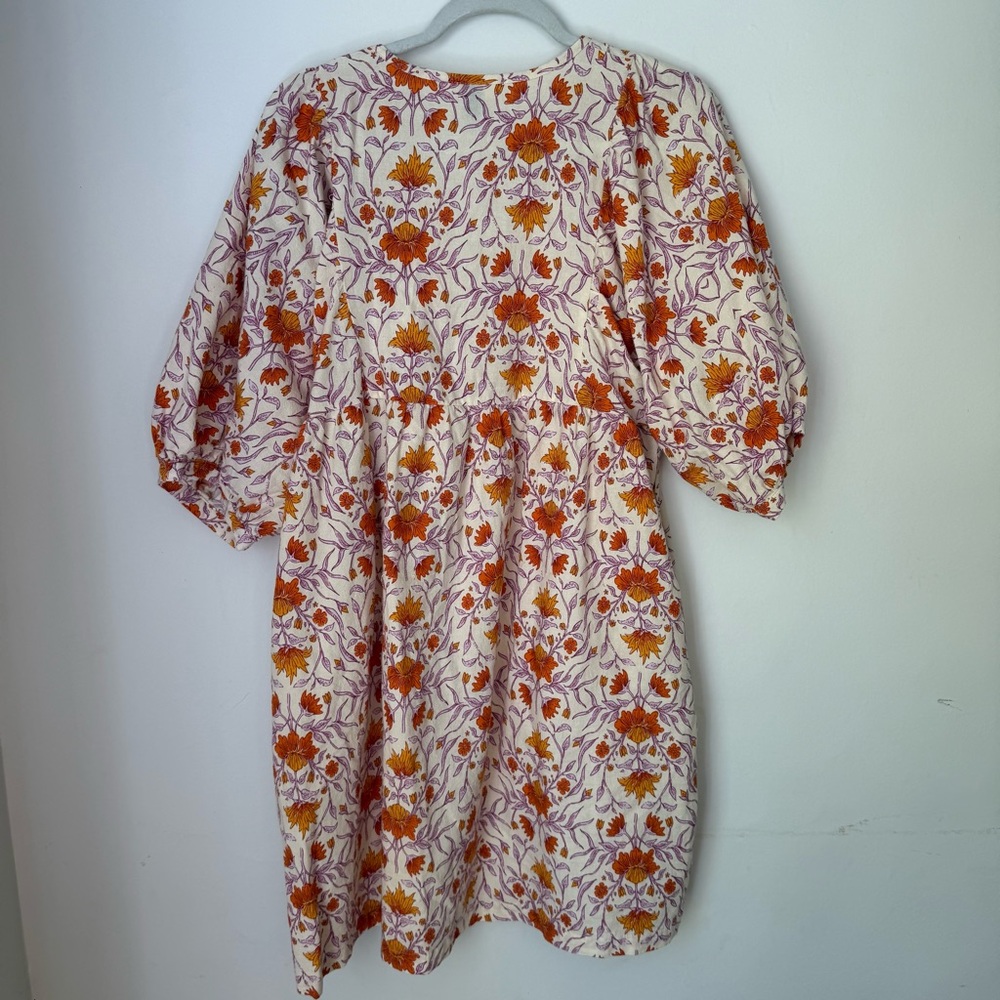 Universal Thread Floral Babydoll Dress Size L Boho Puff Sleeve Lightweight - Picture 2 of 4